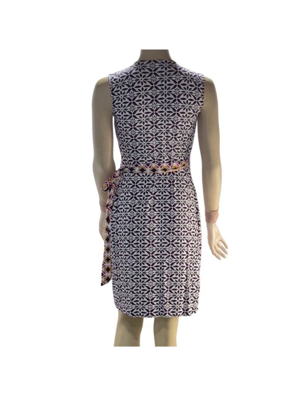 Diane Von Furstenberg Wrap Dress Geometric Purple Sleeveless Size 0 - Picture 3 of 12
